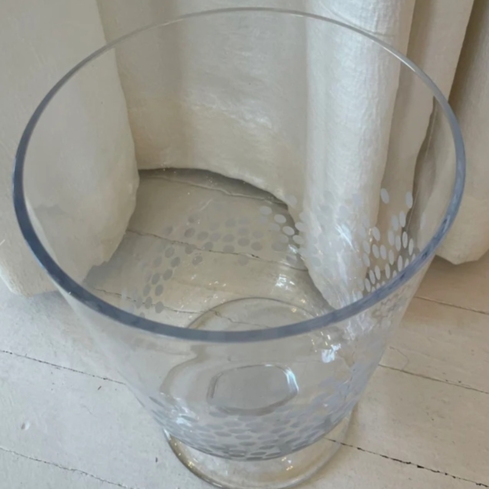 IKEA Clear Glass Vase with White Dots